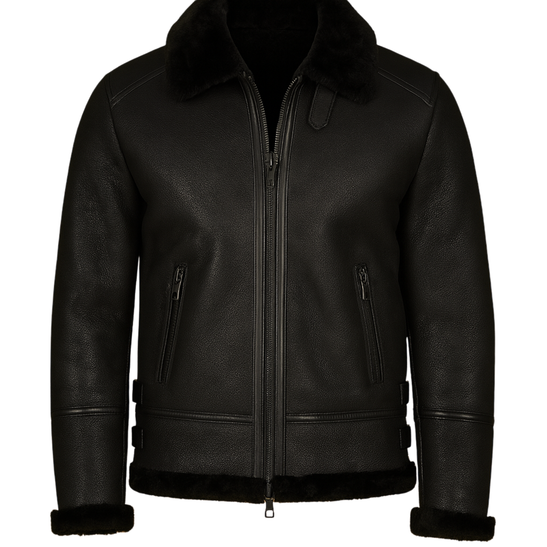 Rove Black Shearling Lamb Biker Jacket