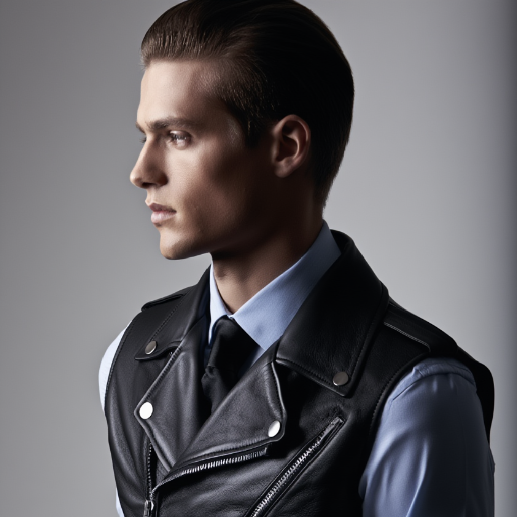 Nightshade Rogue Black Nappa Lamb Leather Sleeveless Biker Vest – Slim Fit