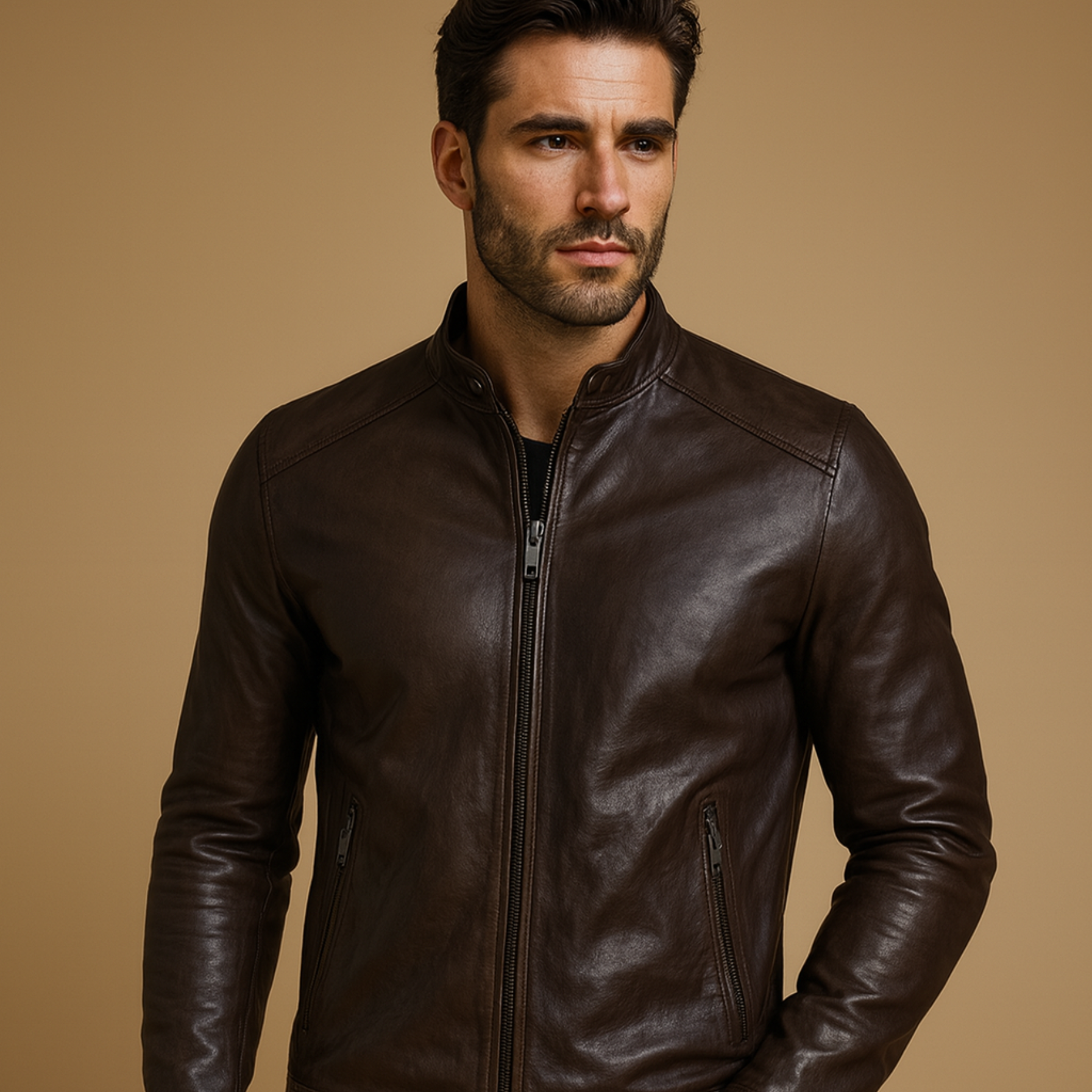 Dark Brown Vintage Lamb Leather Jacket | Fall & Winter Essential