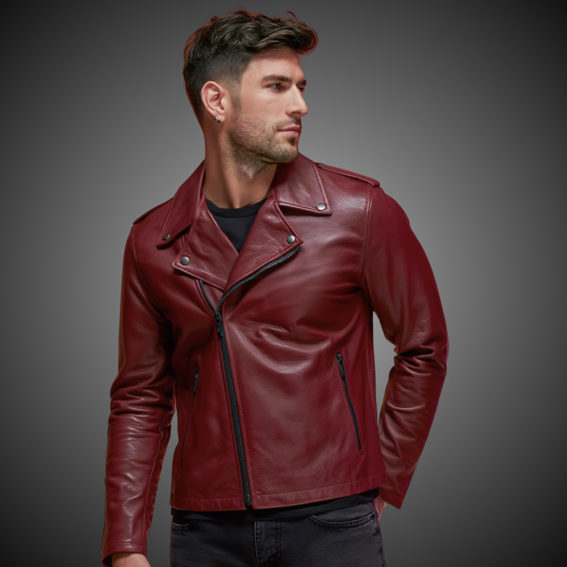Bordeaux Lamb Leather Biker Jacket for Men | Rove Leather