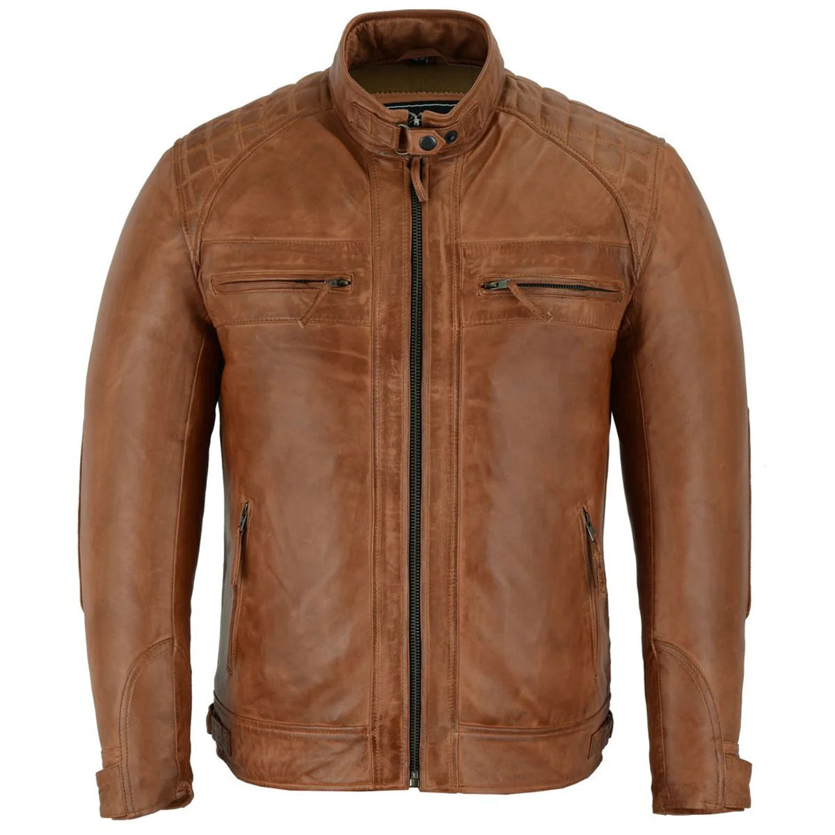 Rove Leather Armored Motorcycle Jacket – CE Approved Cowhide (Brown) | Men’s Premium Riding Gear