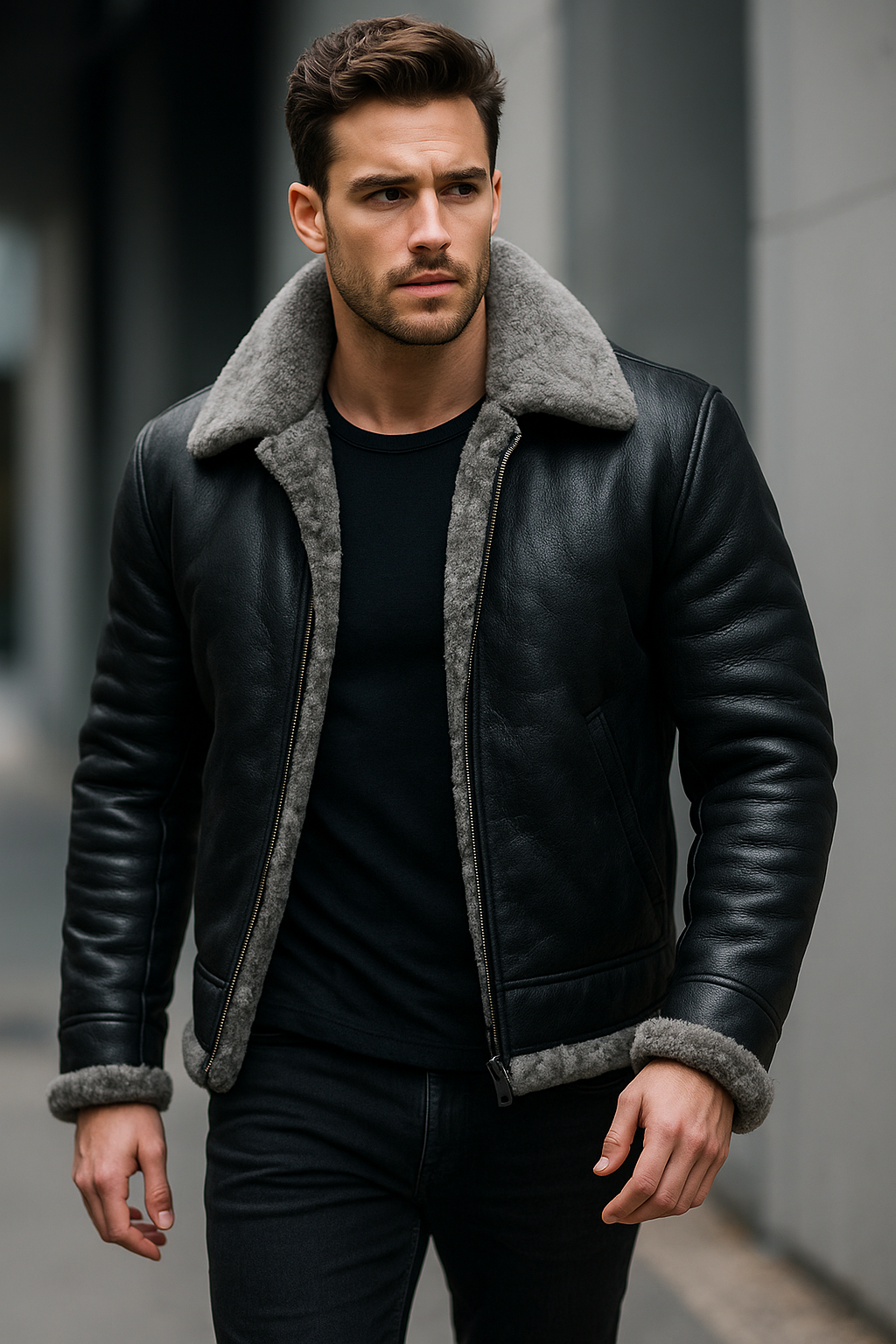 Rove Leather B3 Sheepskin Bomber Jacket – RAF Aviator Edition | Men’s Premium Shearling Jacket