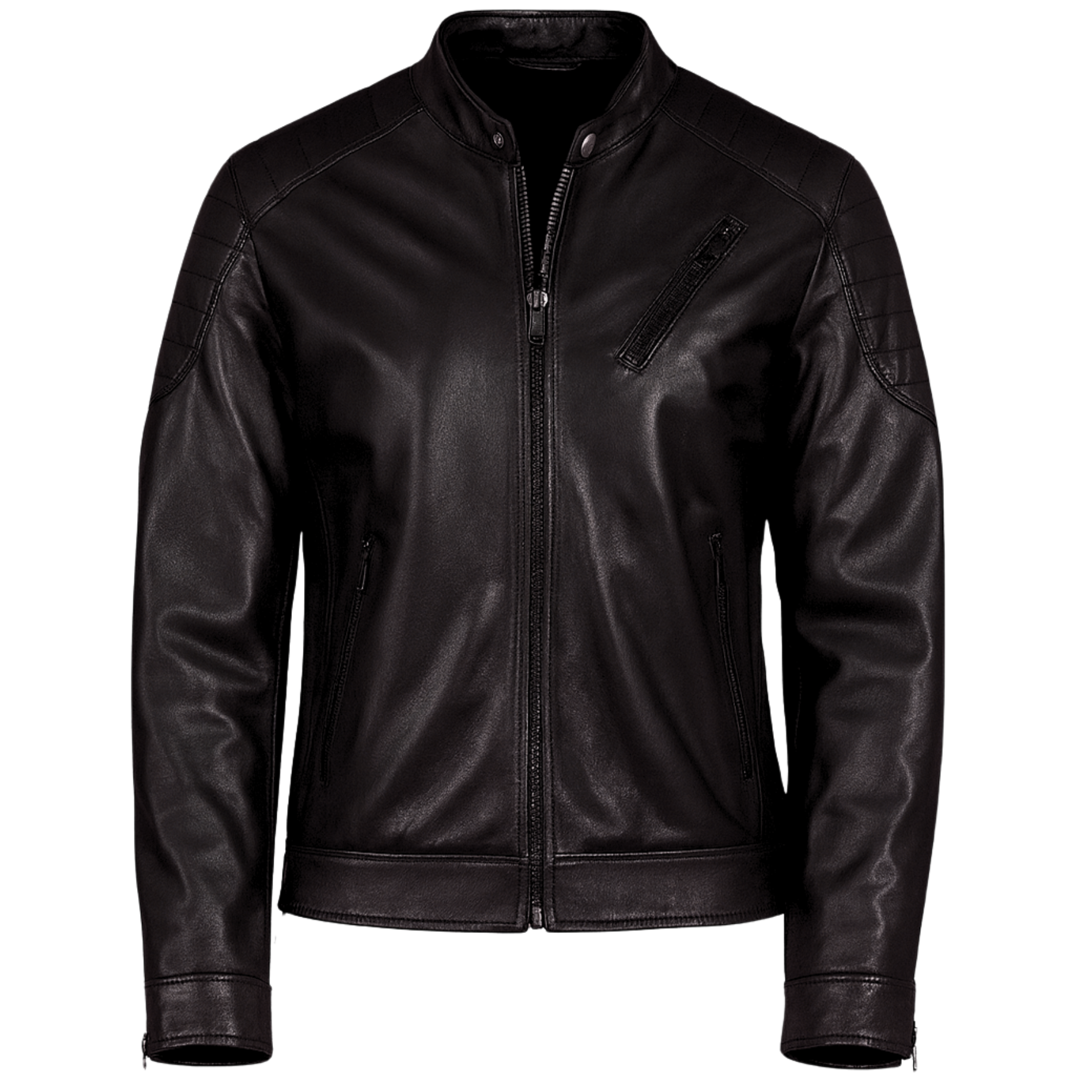 Blackwolf Apex Quilted Black Lamb Leather Biker Jacket – Men’s Warm Padded Slim Fit