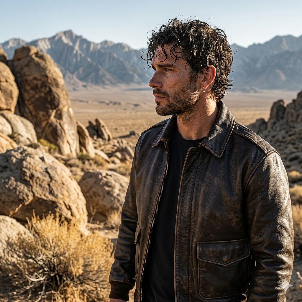 Man in rocky mountains