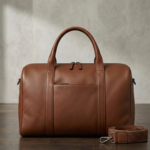 Maverick Cognac Leather Duffel Bag with Braided Shoulder Strap - Image 5