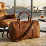 Maverick Cognac Leather Duffel Bag with Braided Shoulder Strap - Image 4