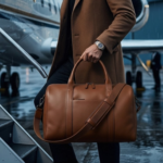 Maverick Cognac Leather Duffel Bag with Braided Shoulder Strap - Image 9