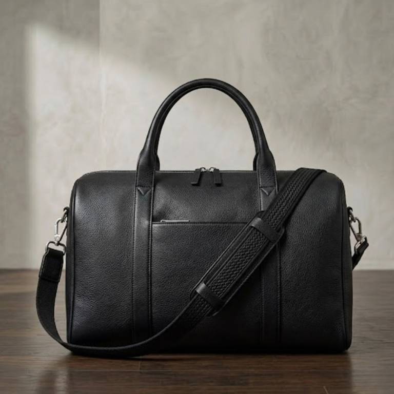 darkside black leather duffel bag by rove leather
