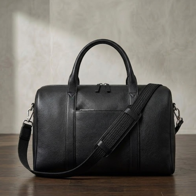 darkside black leather duffel bag by rove leather