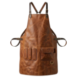 Men's Full-Grain Leather Barber Apron with Tool Organizer Pockets