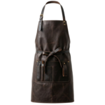 Dark Espresso Leather Barista Apron with Tie Waist and Tool Pockets