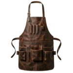 Men's Crazy Horse Leather Carpenter Apron with 7-Pocket Tool Organization