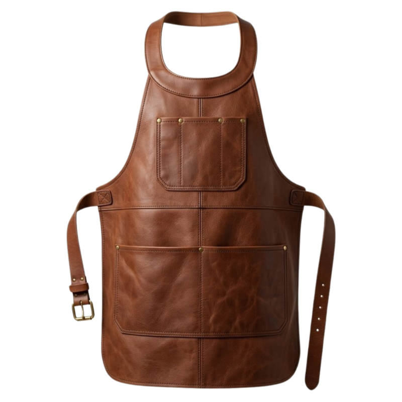 brown unisex gardening leather apron
