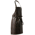 Dark Espresso Leather Barista Apron with Tie Waist and Tool Pockets - Image 3