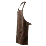 Men's Dark Brown Crazy Horse Leather Butcher Apron with Buckle Waist and Tool Pockets - Image 3