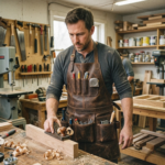 Men's Crazy Horse Leather Carpenter Apron with 7-Pocket Tool Organization - Image 3