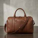 Maverick cognac brown leather duffel bag by rove leather
