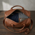 Maverick Cognac Leather Duffel Bag with Braided Shoulder Strap - Image 8