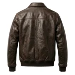 Men's dark brown leather aviator jacket back view - Rove Leather Meridian