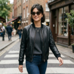 Women's Black Lambskin Leather Bomber Jacket – Handcrafted Classic Fit | Rove Leather - Image 8