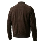 Terroir men's dark brown suede bomber jacket back angle - Rove Leather