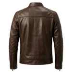 Axiom men's dark brown leather cafe racer jacket back view - Rove Leather