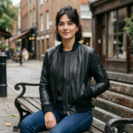 Women's Black Lambskin Leather Bomber Jacket – Handcrafted Classic Fit | Rove Leather - Image 7