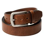 mens brown casual leather belt with silver buckle - The Ranger by Rove Leather