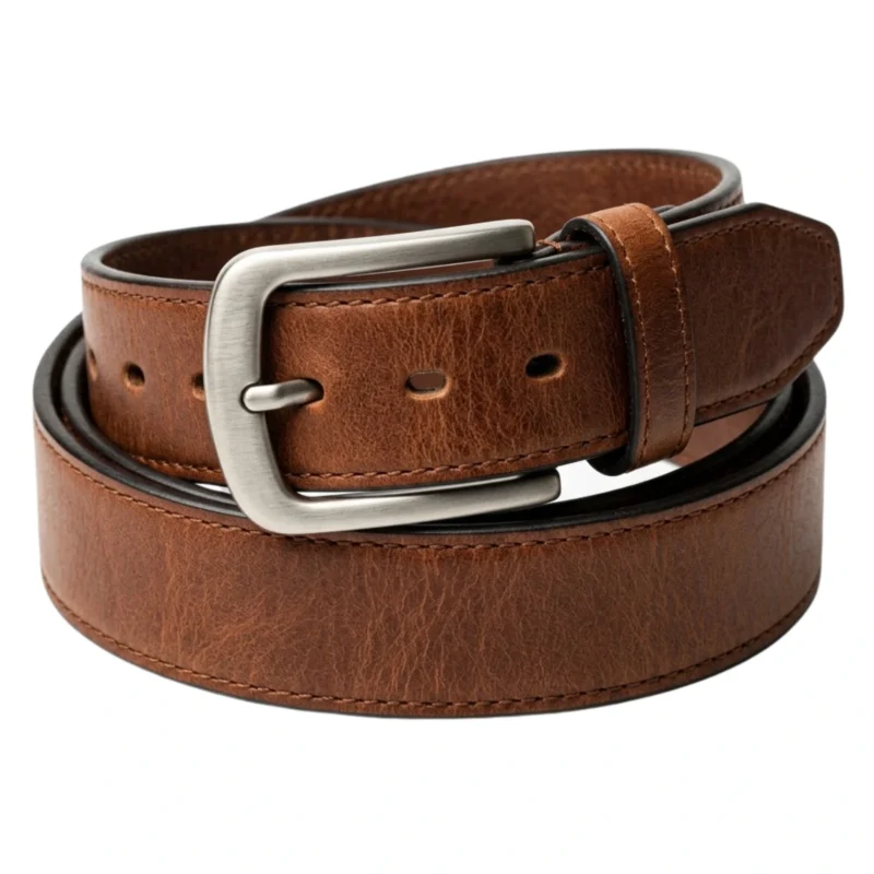 mens brown casual leather belt with silver buckle - The Ranger by Rove Leather