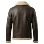 Tundra men's dark brown shearling leather jacket back view - Rove Leather