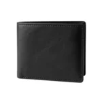 Premium black leather bifold wallet interior with 8 card slots