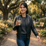 Women's Black Lambskin Leather Bomber Jacket – Handcrafted Classic Fit | Rove Leather - Image 3