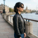 Women's Black Lambskin Leather Bomber Jacket – Handcrafted Classic Fit | Rove Leather - Image 4